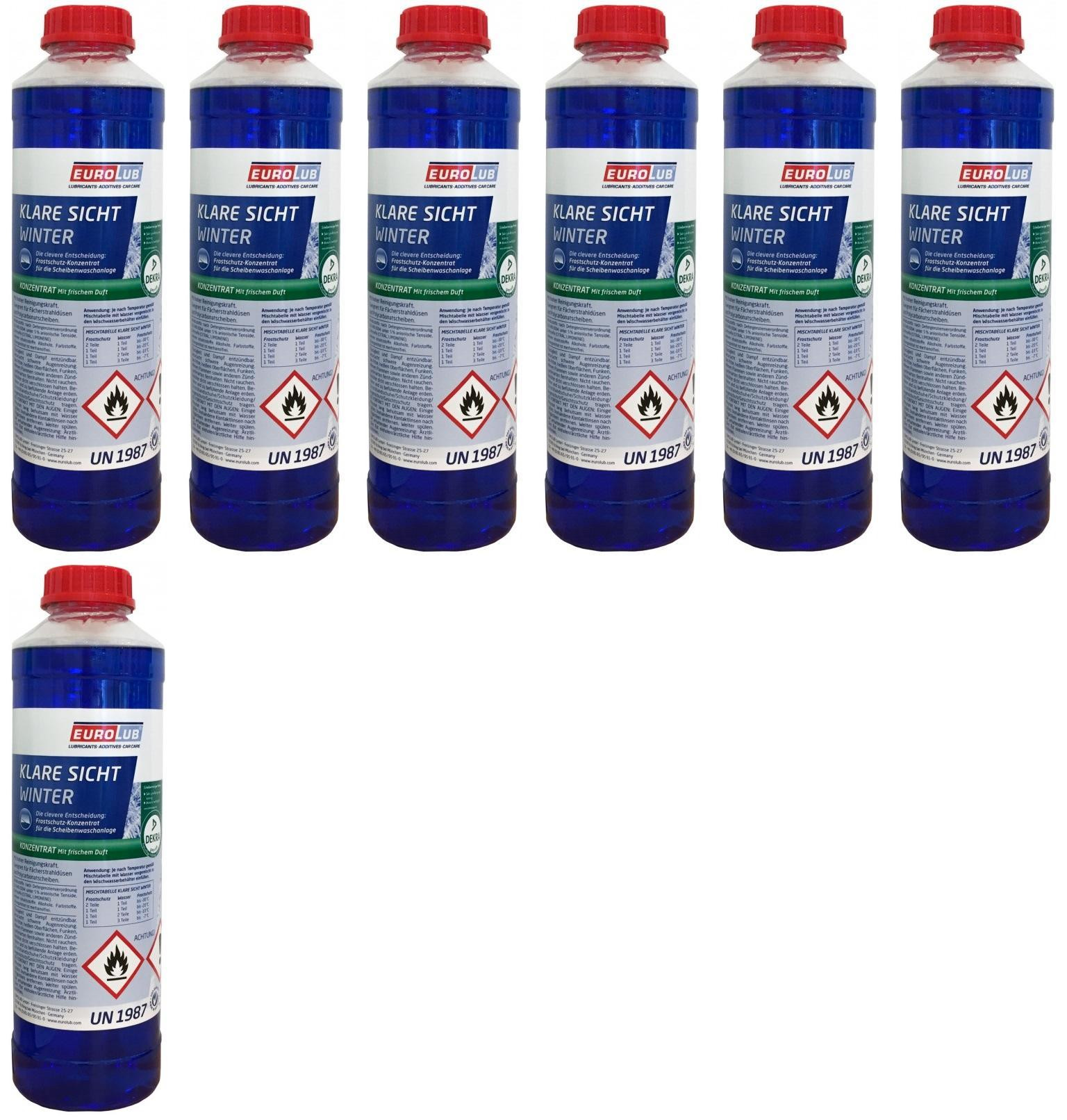 EUROLUB Scheibenfrostschutz Klare Sicht Winter Konzentrat -60°C 7x 1l = 7 Liter