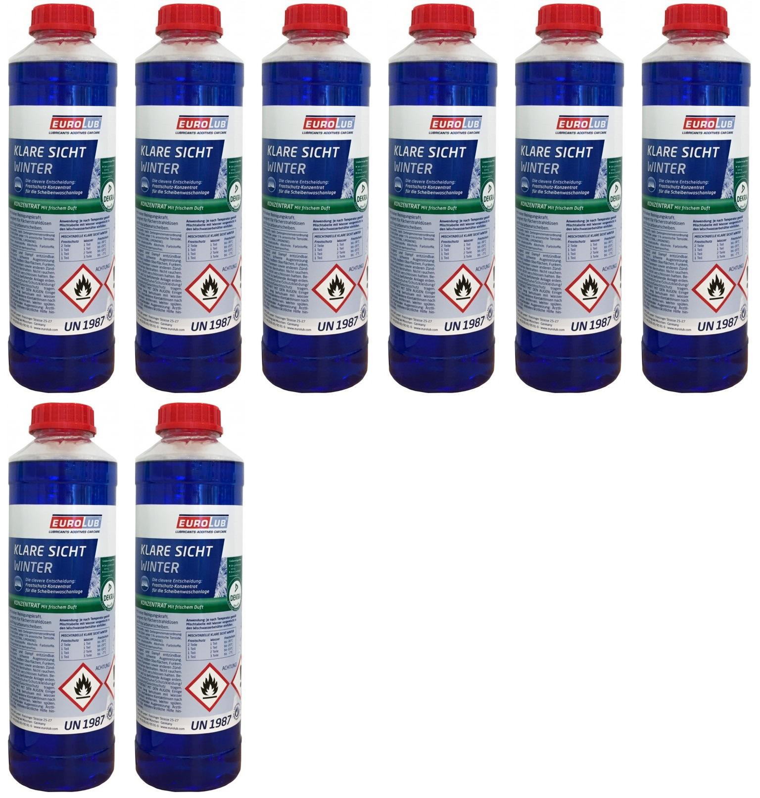 EUROLUB Scheibenfrostschutz Klare Sicht Winter Konzentrat -60°C 8x 1l = 8 Liter