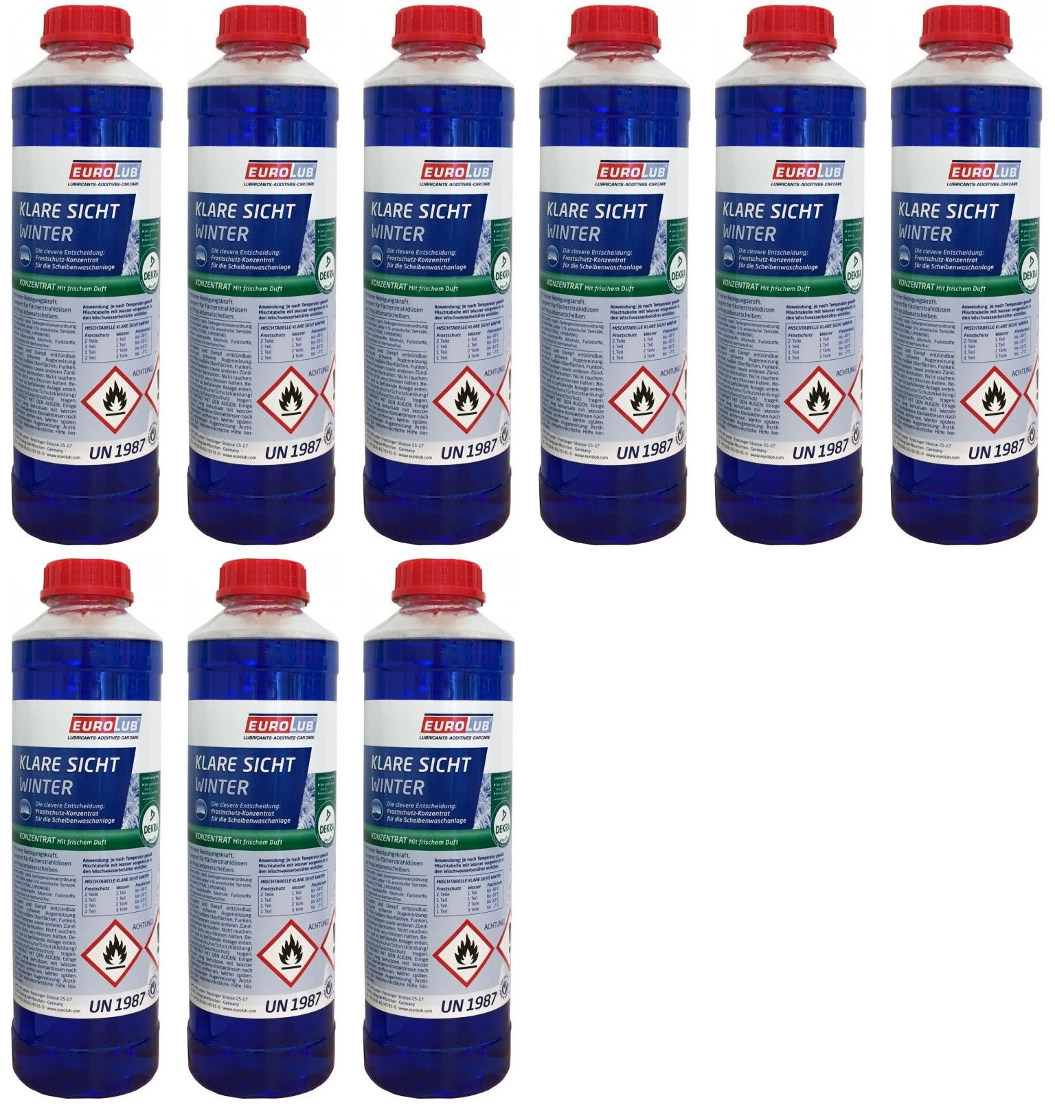 EUROLUB Scheibenfrostschutz Klare Sicht Winter Konzentrat -60°C 9x 1l = 9 Liter
