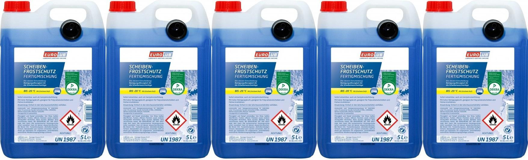 Eurolub Scheibenfrostschutz Fertigmischung -20°C 5x 5 = 25 Liter