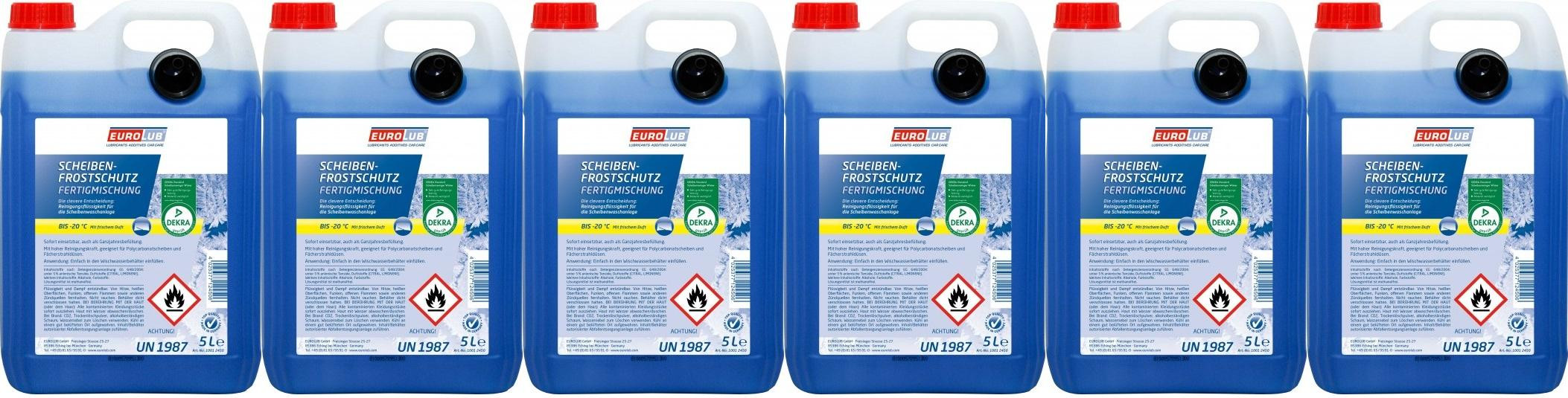 Eurolub Scheibenfrostschutz Fertigmischung -20°C 6x 5 = 30 Liter