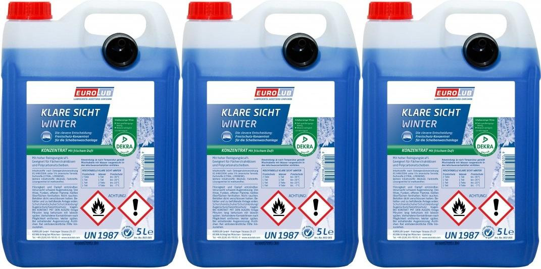 Eurolub Scheibenfrostschutz Klare Sicht Winter Konzentrat -60°C 3x 5 = 15 Liter