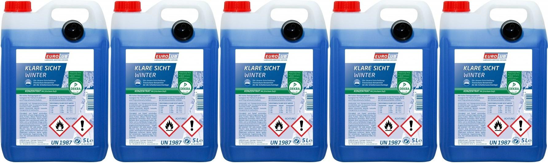 Eurolub Scheibenfrostschutz Klare Sicht Winter Konzentrat -60°C 5x 5 = 25 Liter