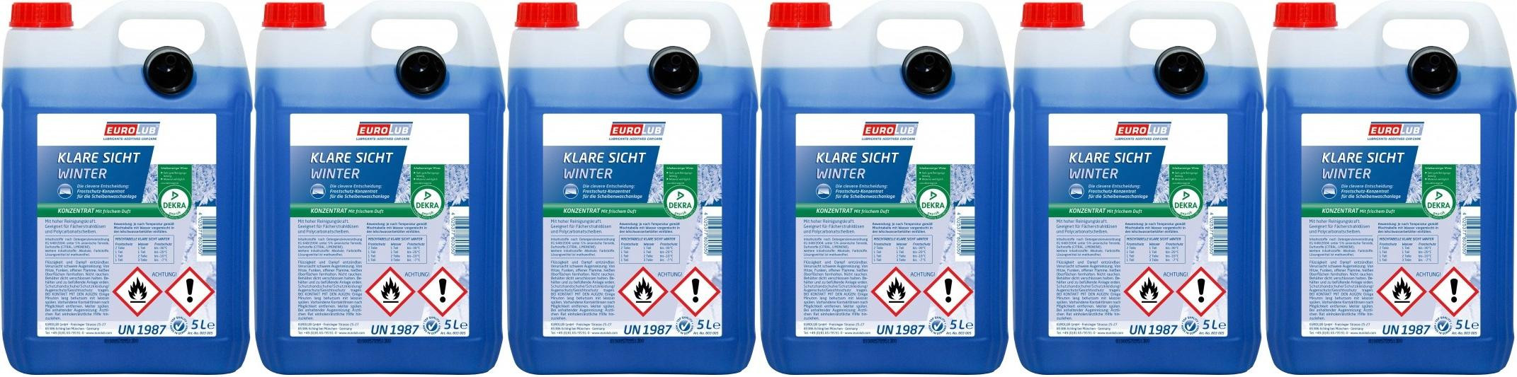 Eurolub Scheibenfrostschutz Klare Sicht Winter Konzentrat -60°C 6x 5 = 30 Liter