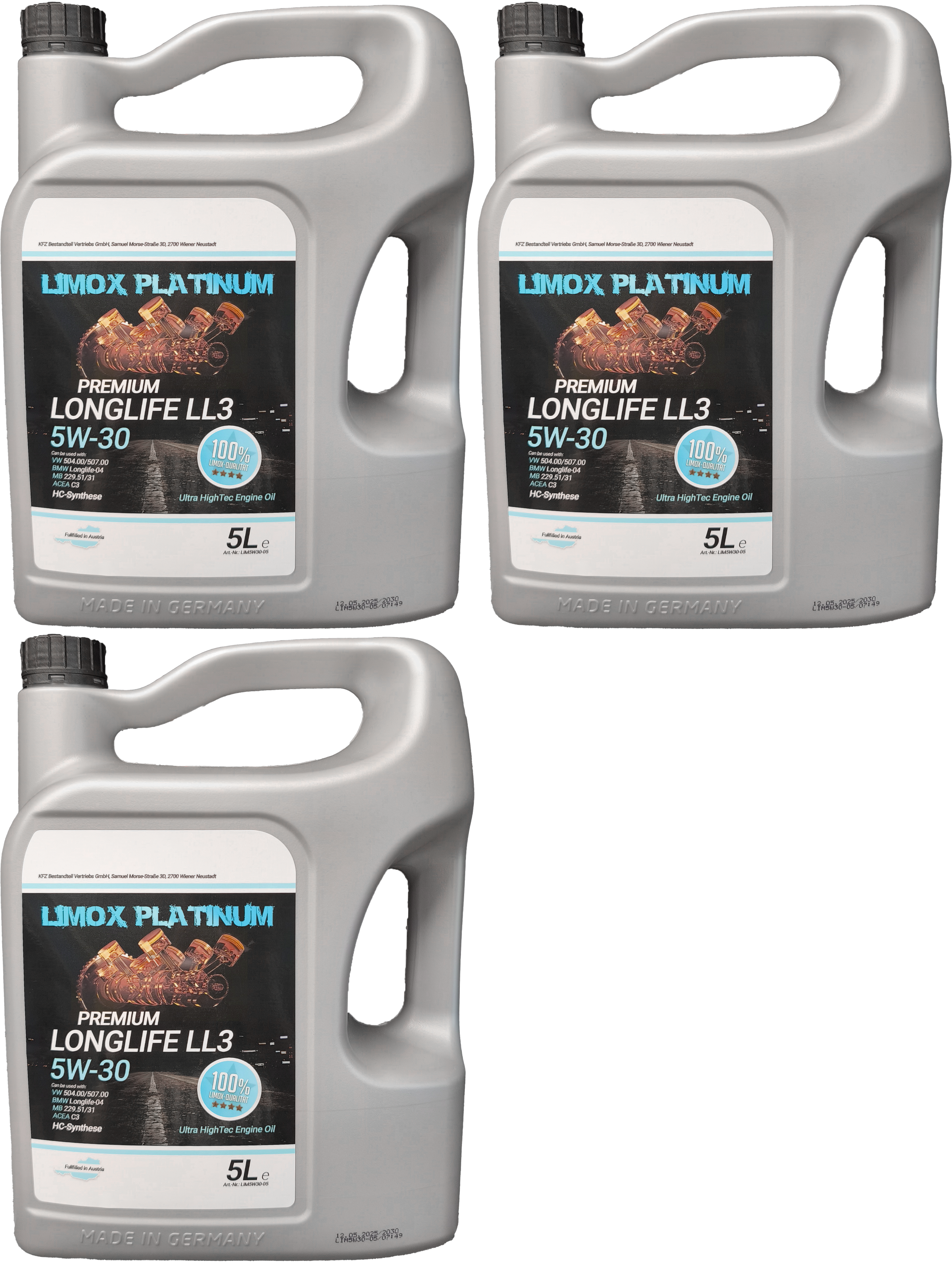 LIMOX Platinum Longlife LL3 5W-30 Motoröl 3x 5 = 15 Liter