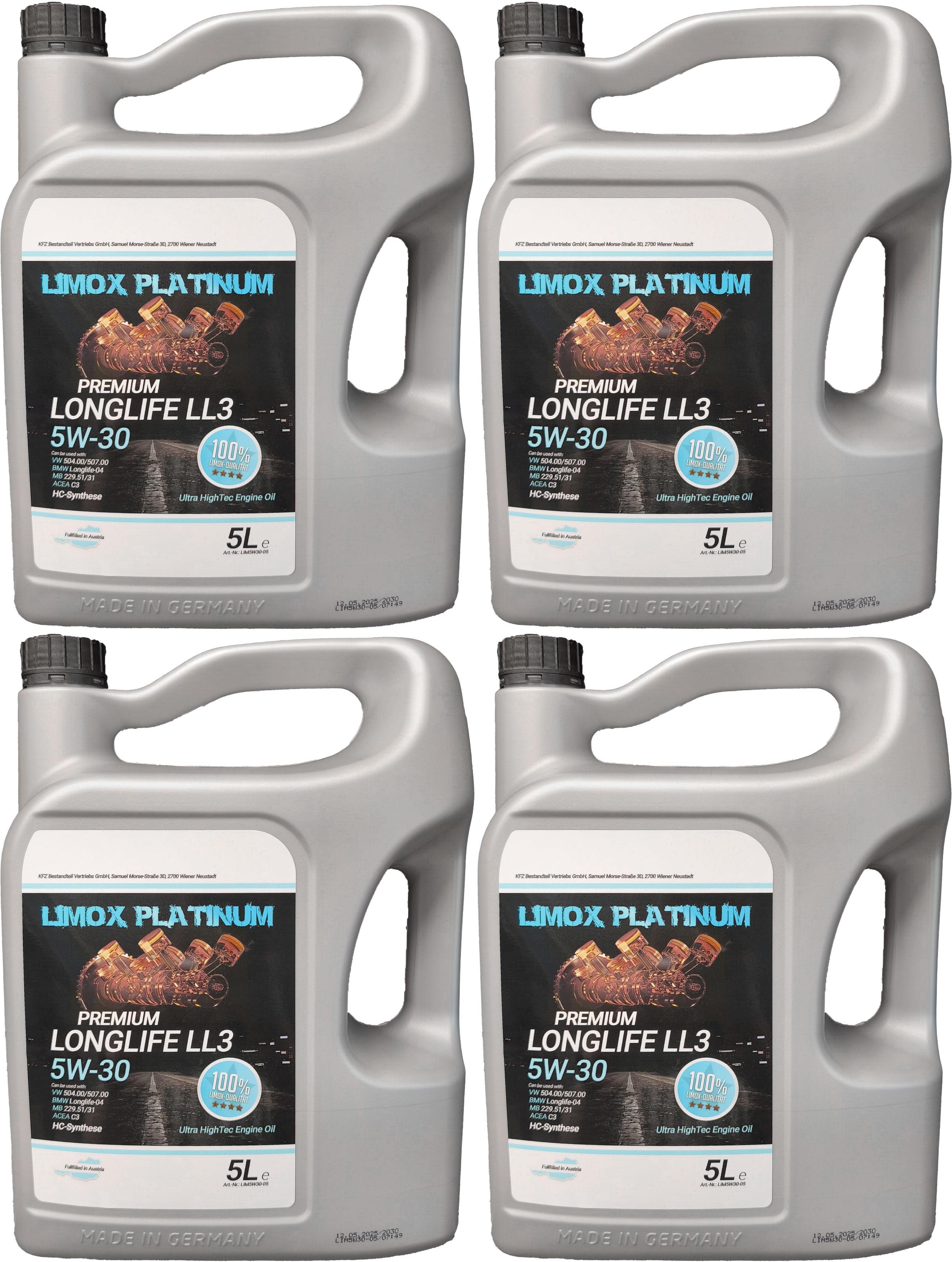 LIMOX Platinum Longlife LL3 5W-30 Motoröl 4x 5 = 20 Liter