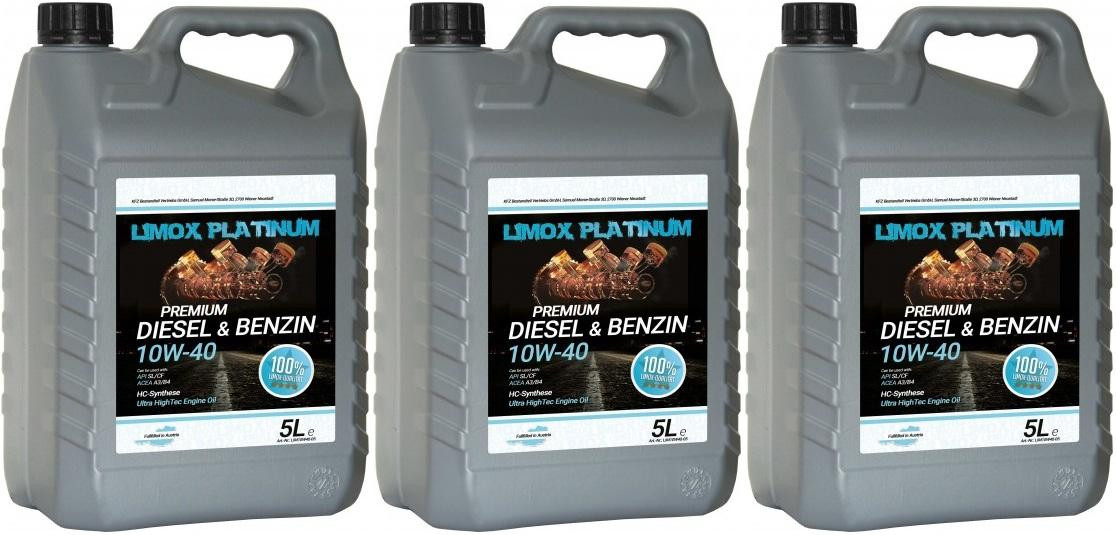 LIMOX Platinum Diesel & Benzin 10W-40 Motoröl 3x 5 = 15 Liter