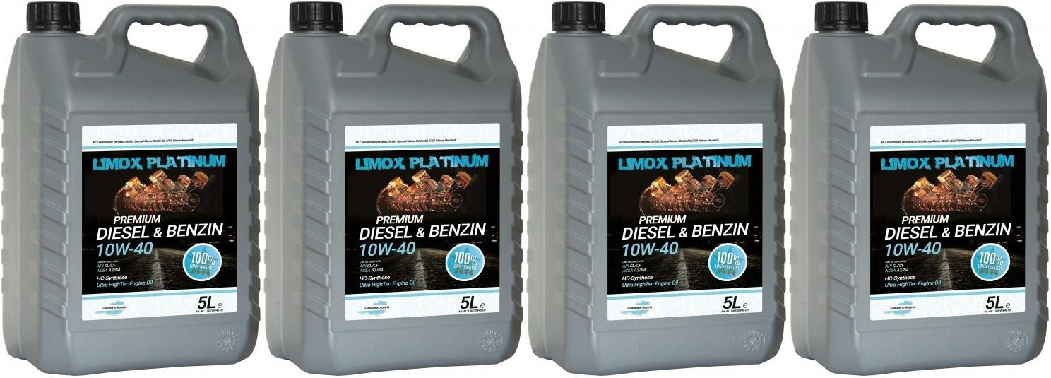 LIMOX Platinum Diesel & Benzin 10W-40 Motoröl 4x 5 = 20 Liter