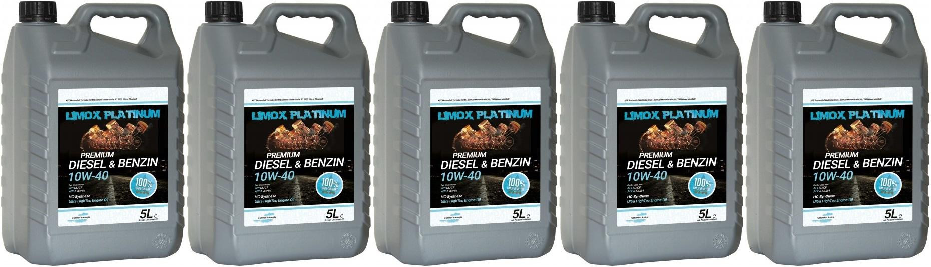 LIMOX Platinum Diesel & Benzin 10W-40 Motoröl 5x 5 = 25 Liter
