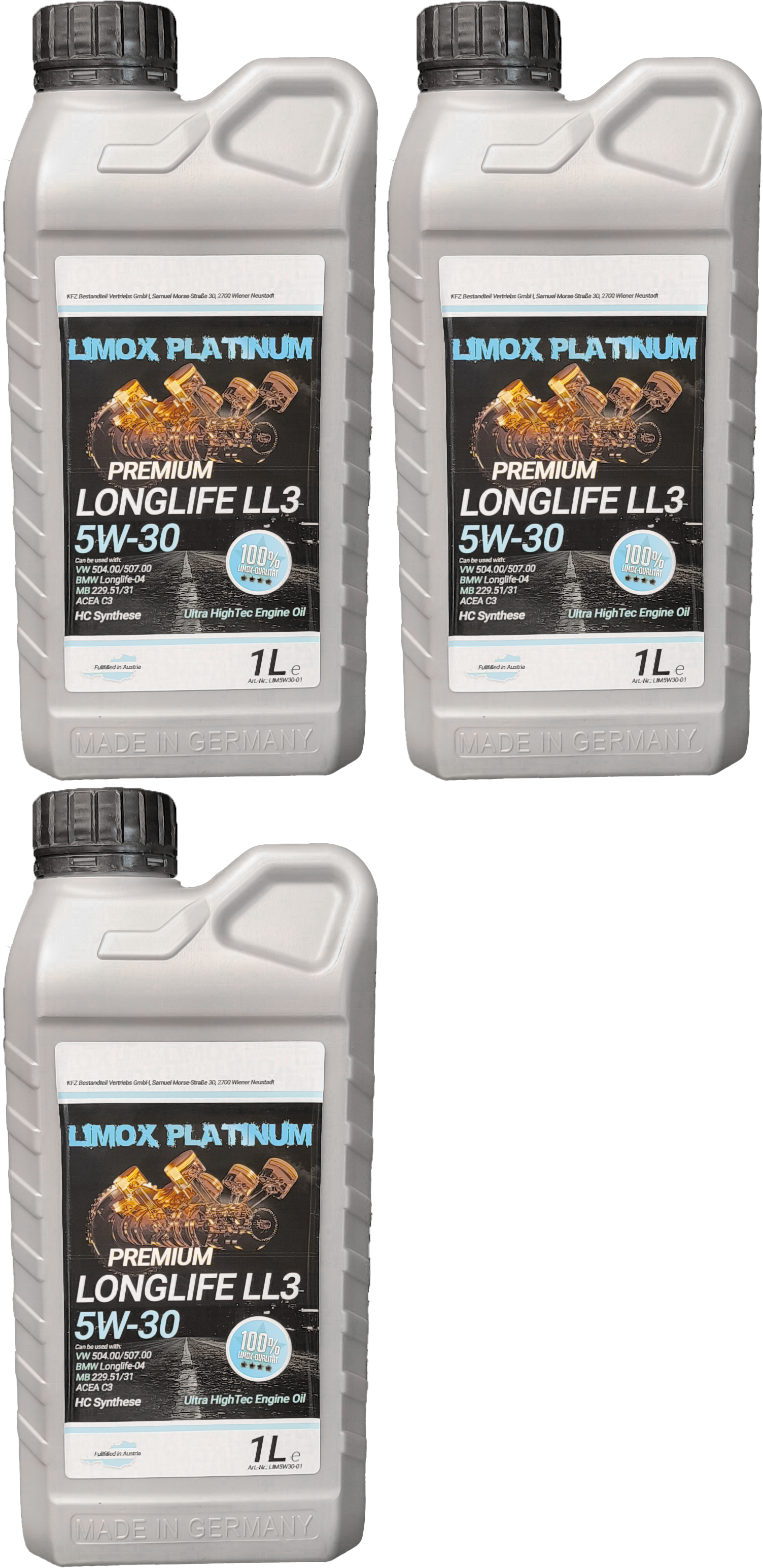 LIMOX Platinum Longlife LL3 5W-30 Motoröl 3x 1l = 3 Liter