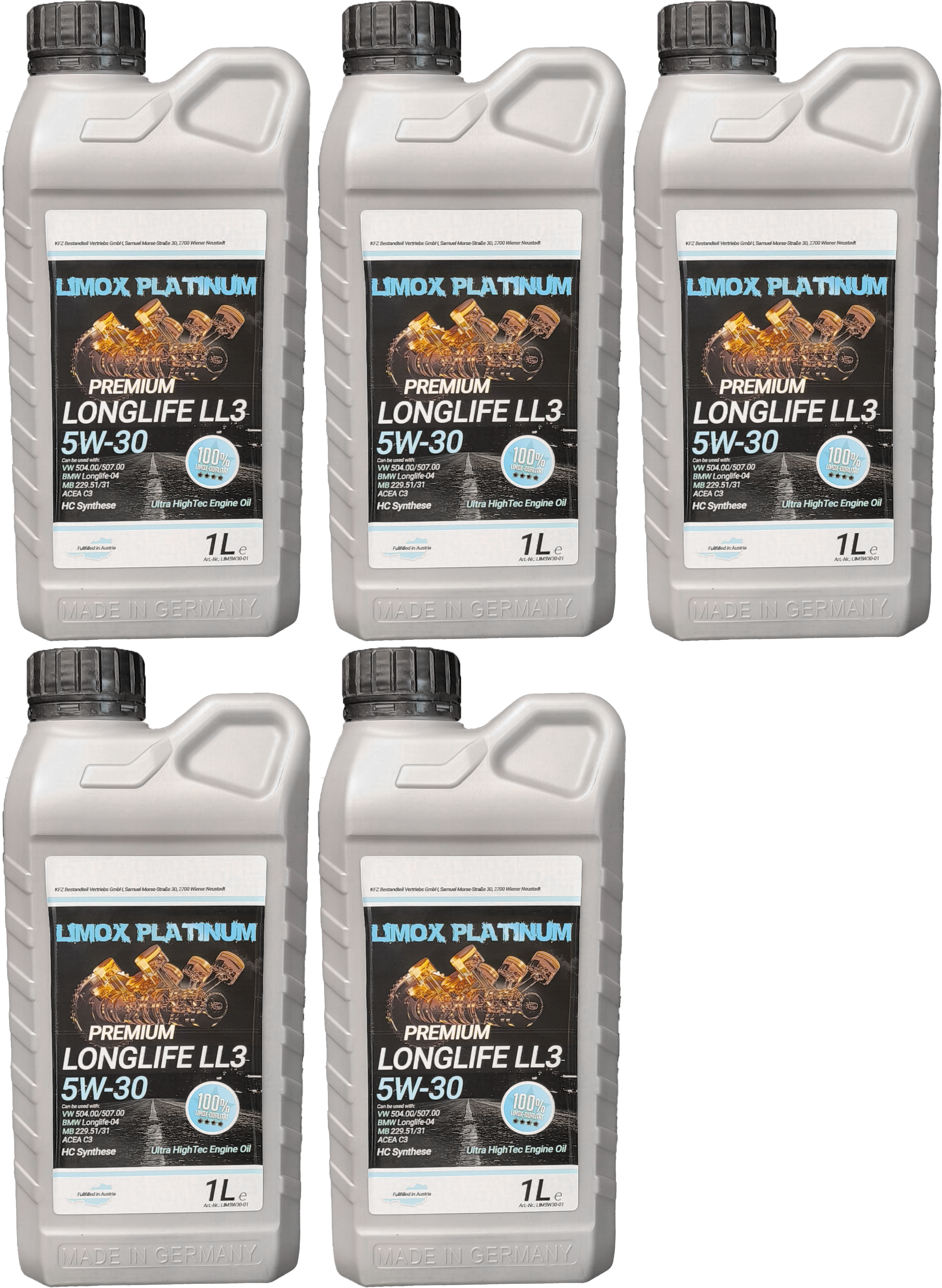 LIMOX Platinum Longlife LL3 5W-30 Motoröl 5x 1l = 5 Liter