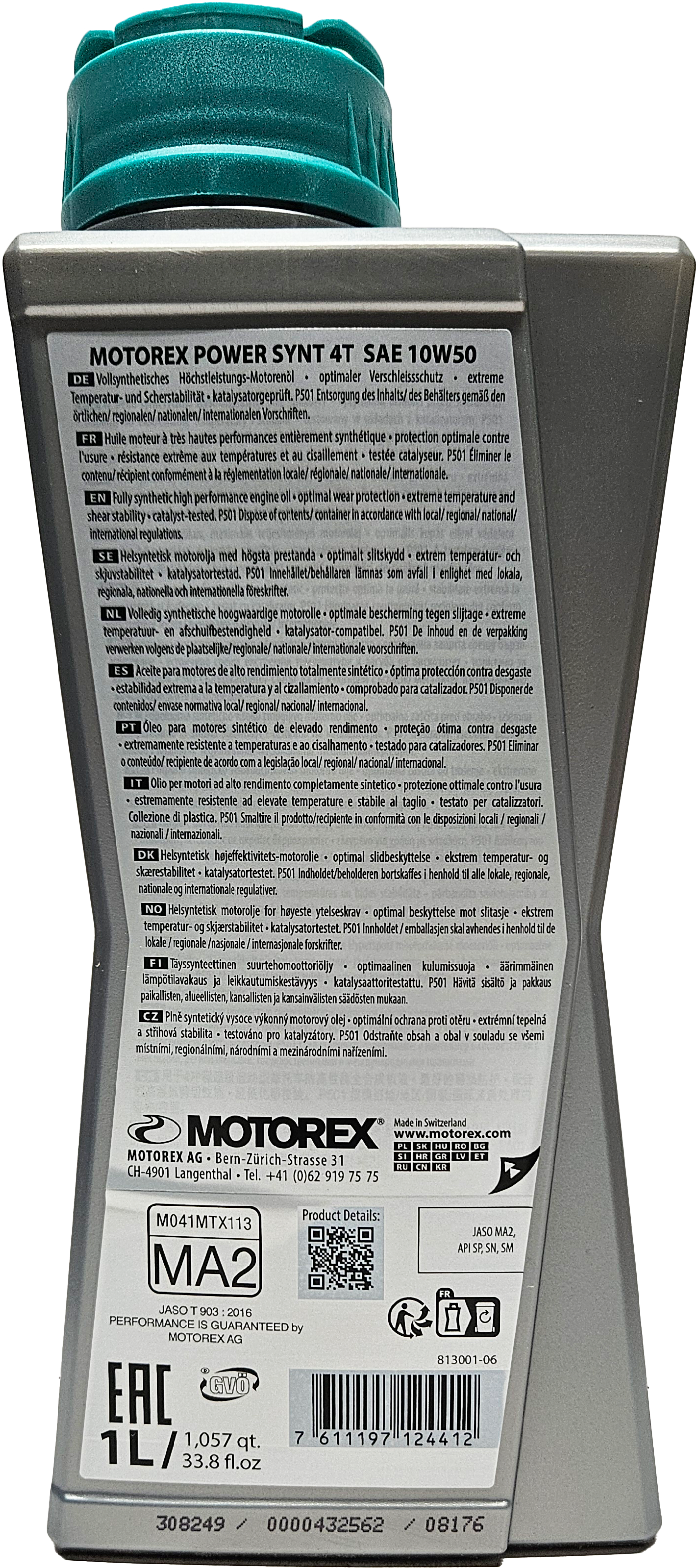 MOTOREX 4T Power Synt SAE 10W-50 Motorrad Motoröl 1l