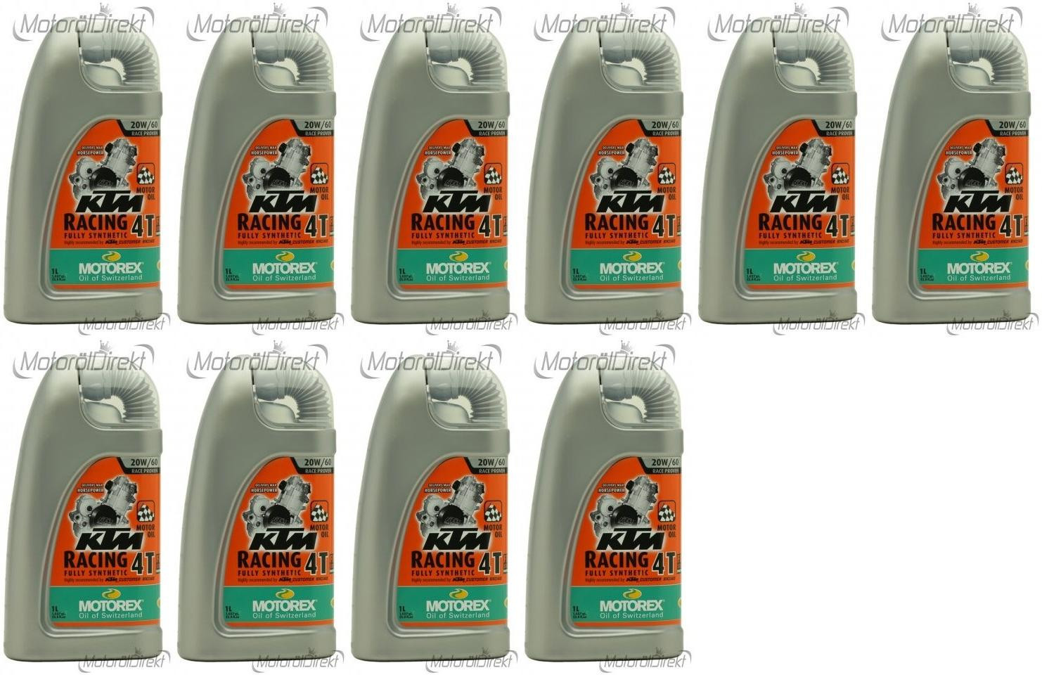 MOTOREX 4T KTM Racing SAE 20W-60 Motorrad Motoröl 10x 1l = 10 Liter