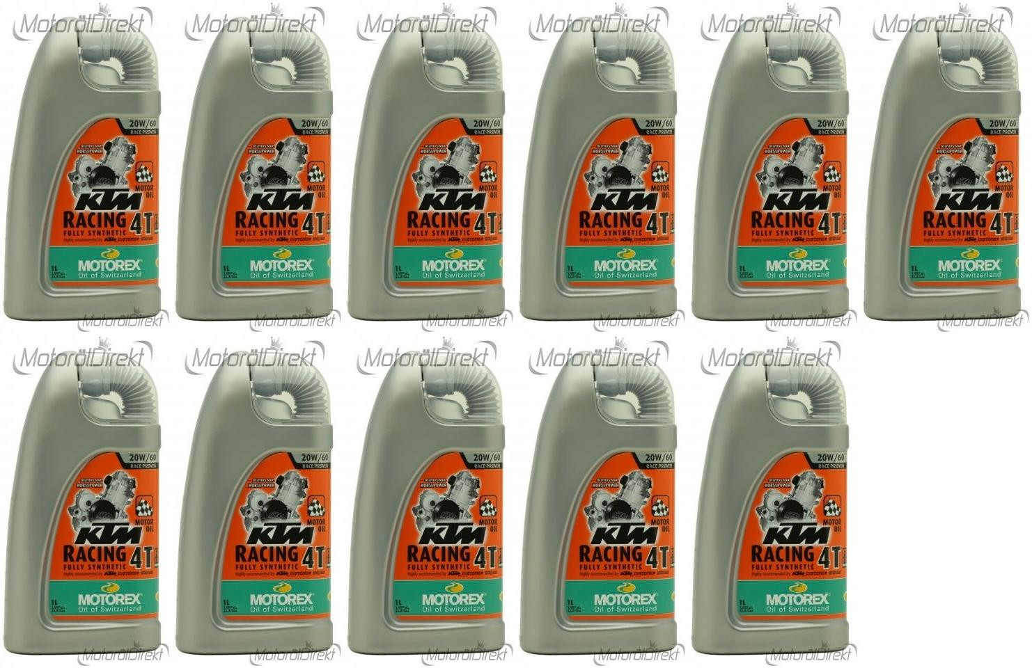 MOTOREX 4T KTM Racing SAE 20W-60 Motorrad Motoröl 11x 1l = 11 Liter