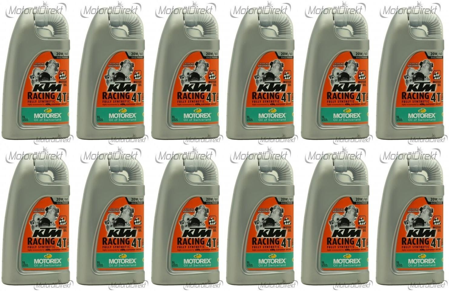 MOTOREX 4T KTM Racing SAE 20W-60 Motorrad Motoröl 12x 1l = 12 Liter