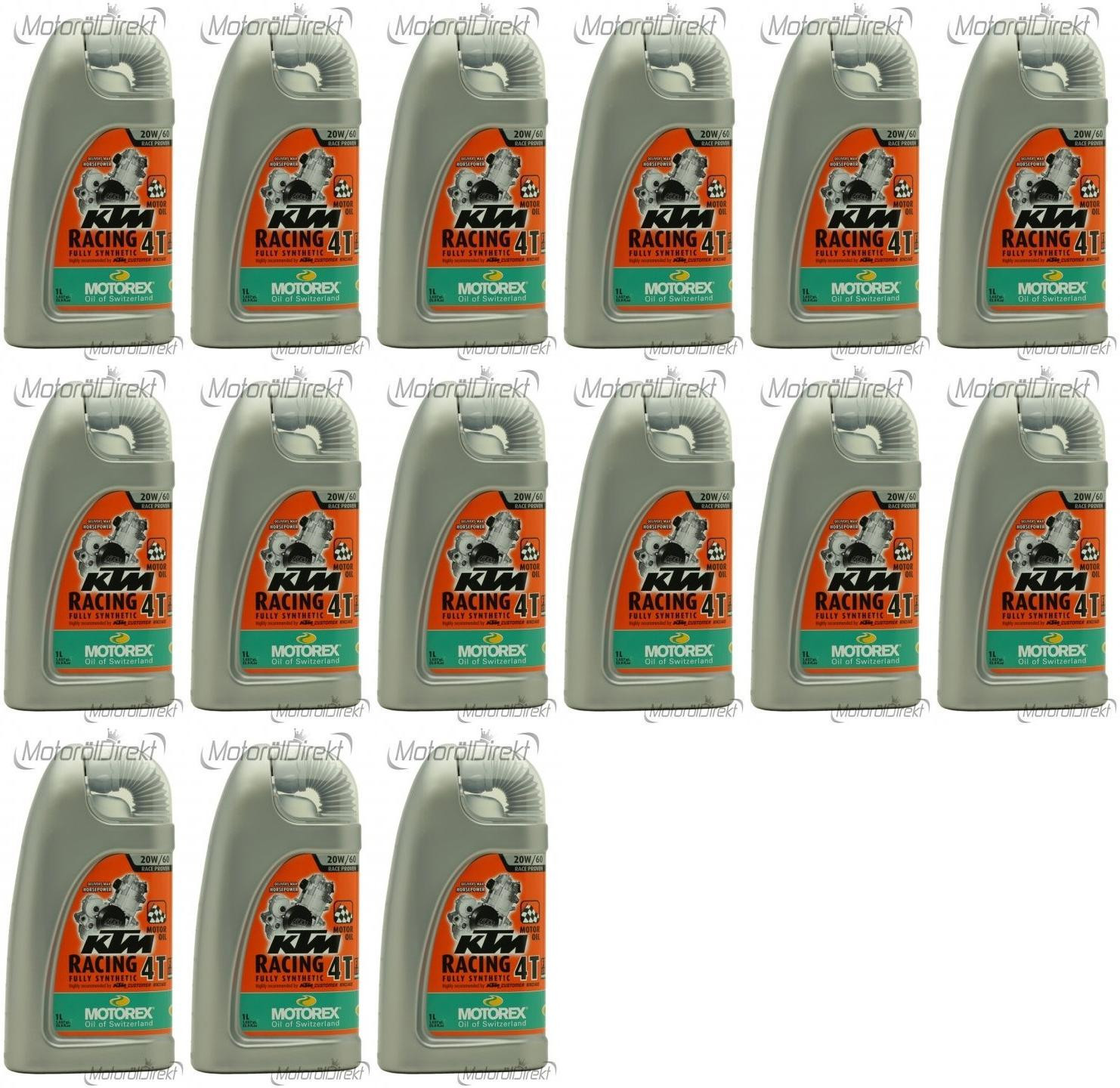 MOTOREX 4T KTM Racing SAE 20W-60 Motorrad Motoröl 15x 1l = 15 Liter