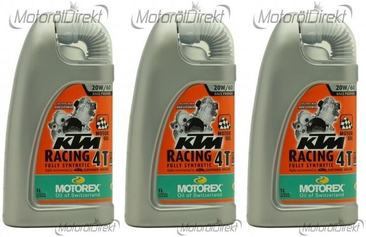 MOTOREX 4T KTM Racing SAE 20W-60 Motorrad Motoröl 3x 1l = 3 Liter