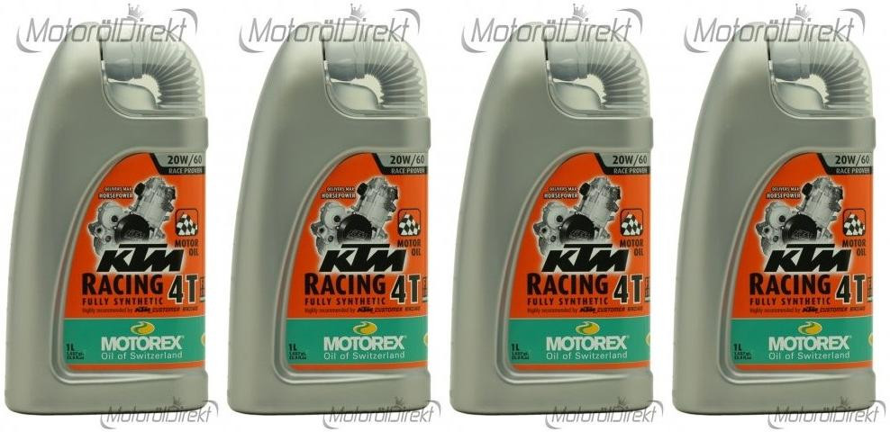 MOTOREX 4T KTM Racing SAE 20W-60 Motorrad Motoröl 4x 1l = 4 Liter