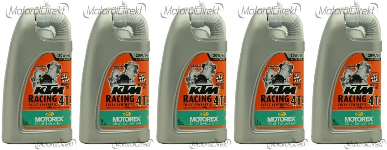 MOTOREX 4T KTM Racing SAE 20W-60 Motorrad Motoröl 5x 1l = 5 Liter