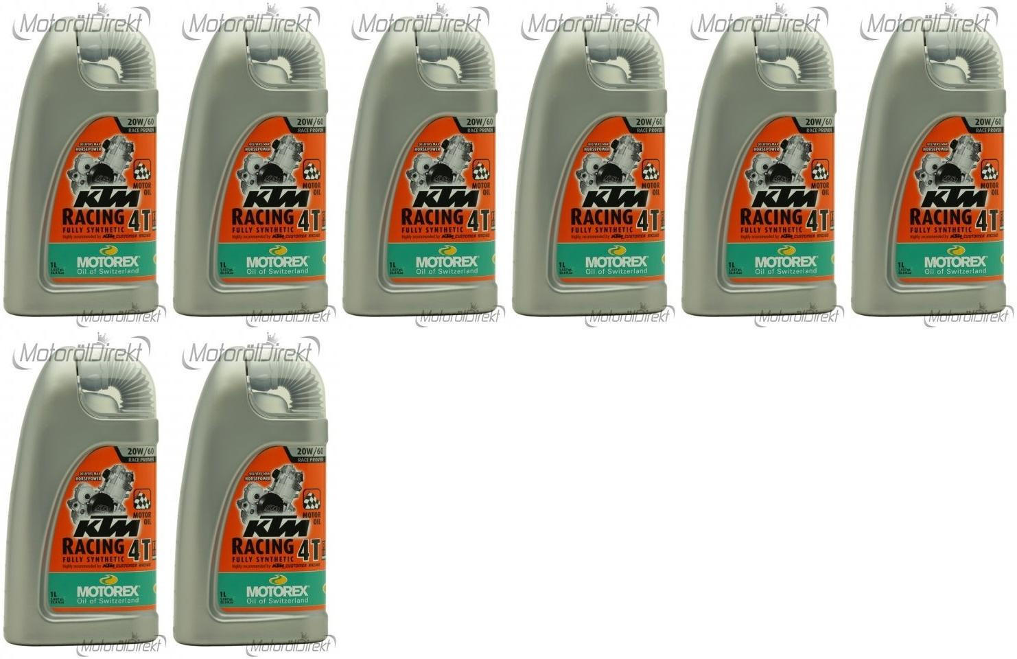 MOTOREX 4T KTM Racing SAE 20W-60 Motorrad Motoröl 8x 1l = 8 Liter