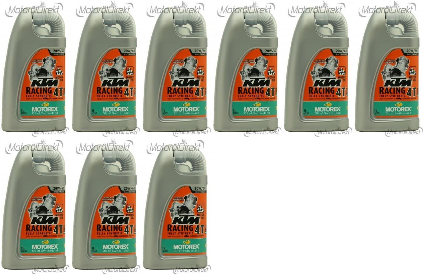 MOTOREX 4T KTM Racing SAE 20W-60 Motorrad Motoröl 9x 1l = 9 Liter