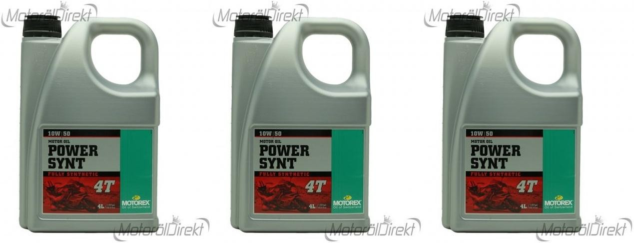 MOTOREX 4T Power Synt SAE 10W-50 Motorrad Motoröl 3x 4l = 12 Liter