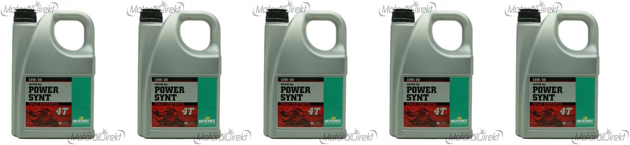 MOTOREX 4T Power Synt SAE 10W-50 Motorrad Motoröl 5x 4l = 20 Liter