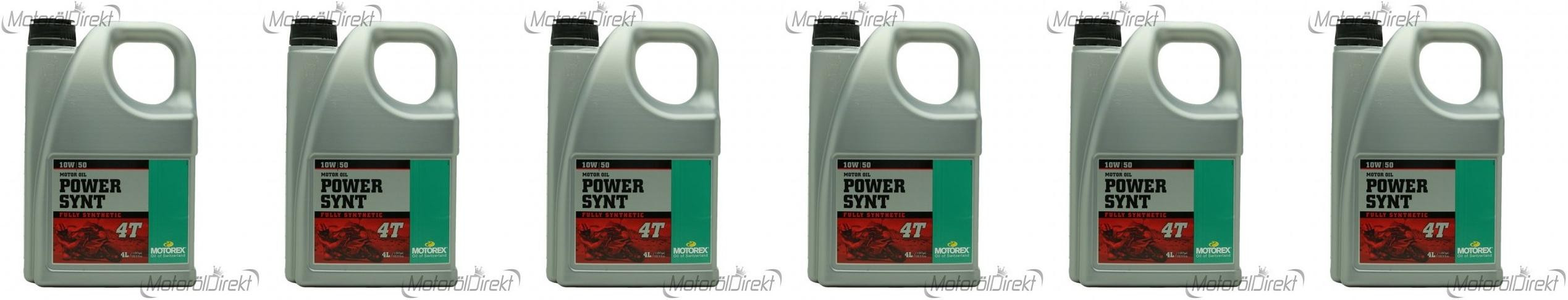 MOTOREX 4T Power Synt SAE 10W-50 Motorrad Motoröl 6x 4l = 24 Liter