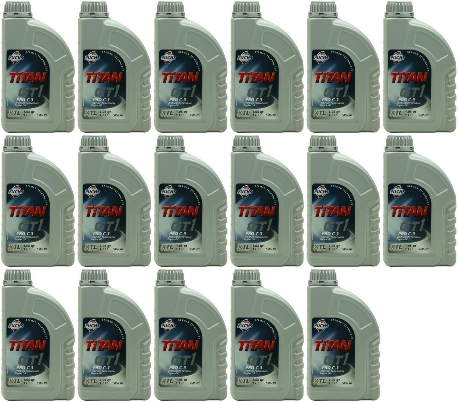 FUCHS TITAN GT1 Pro C-3 5W-30 Motoröl 17x 1l = 17 Liter