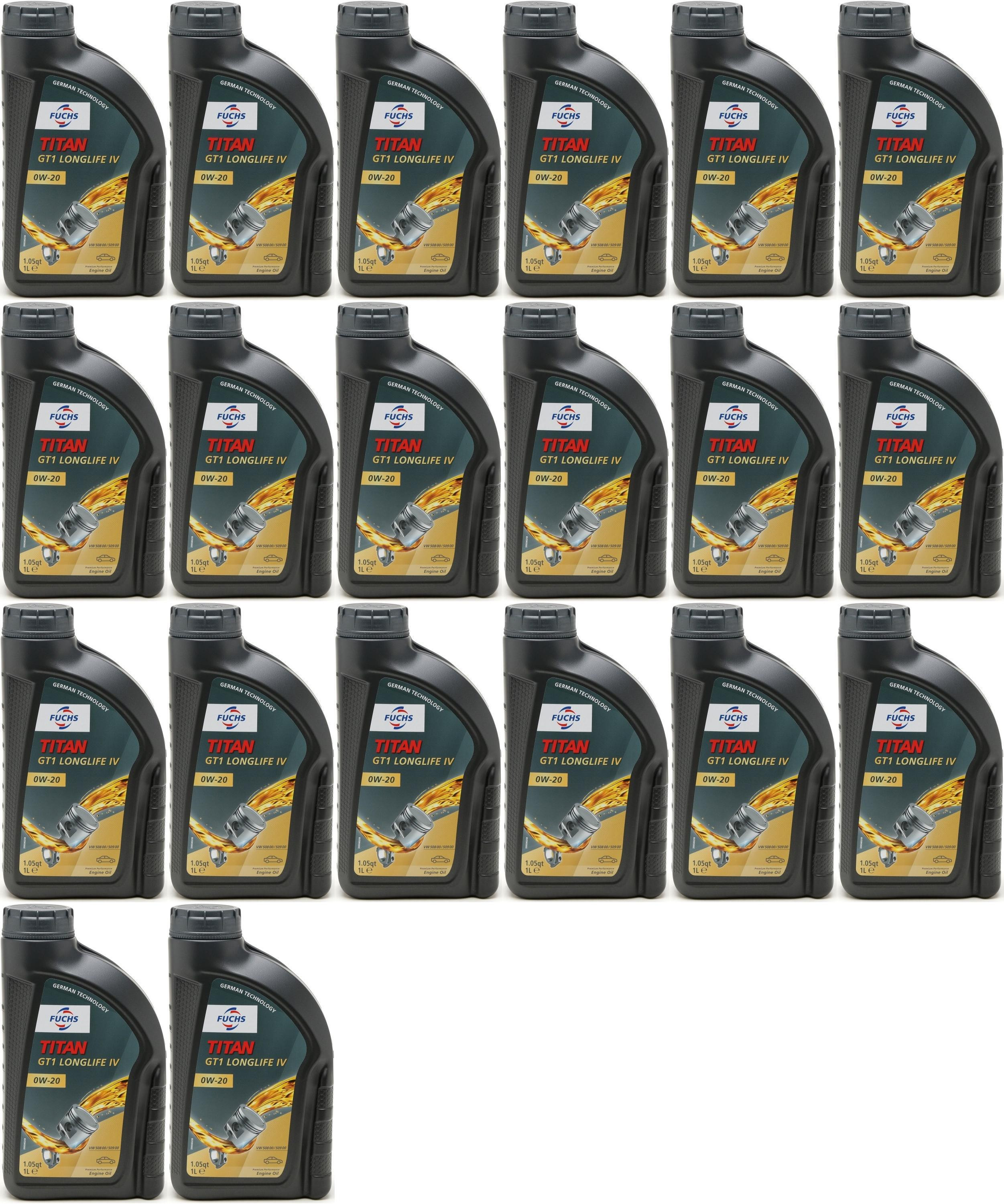 FUCHS TITAN GT1 LONGLIFE IV SAE 0W-20 Motoröl 20x 1l = 20 Liter