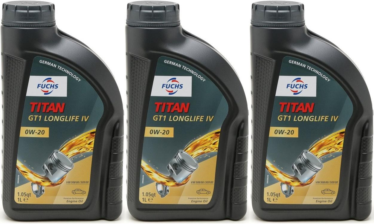 FUCHS TITAN GT1 LONGLIFE IV SAE 0W-20 Motoröl 3x 1l = 3 Liter