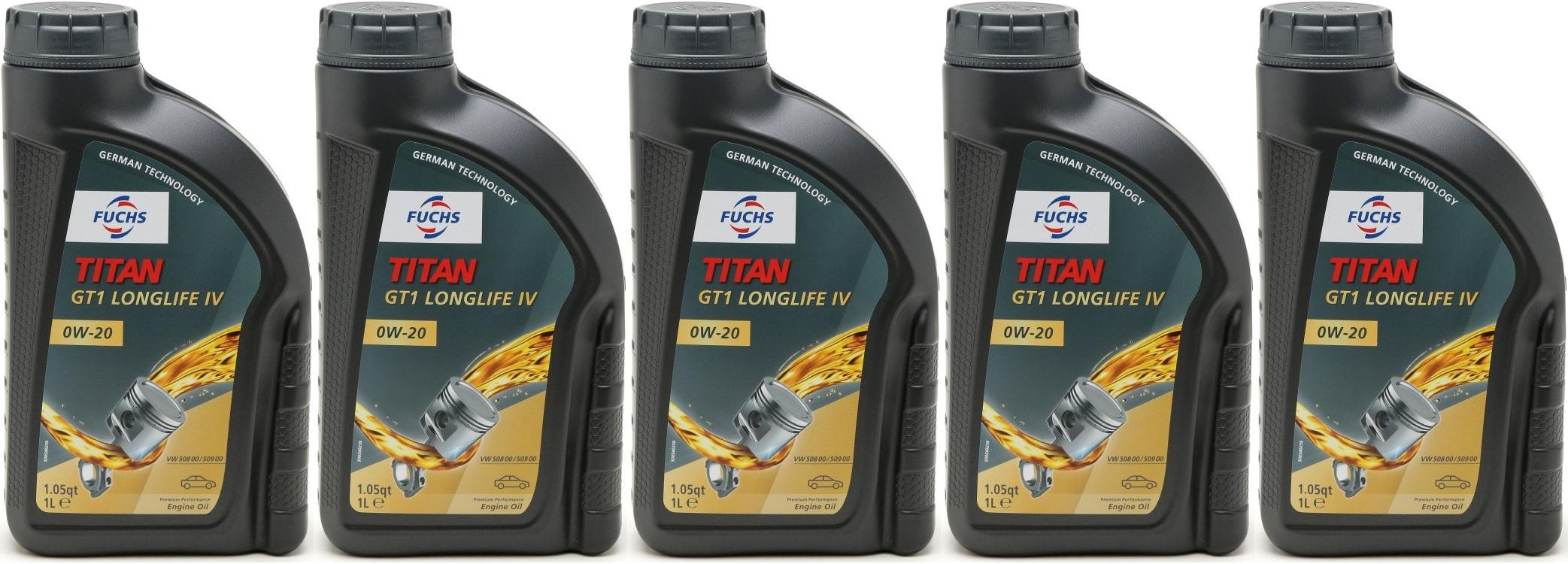 FUCHS TITAN GT1 LONGLIFE IV SAE 0W-20 Motoröl 5x 1l = 5 Liter