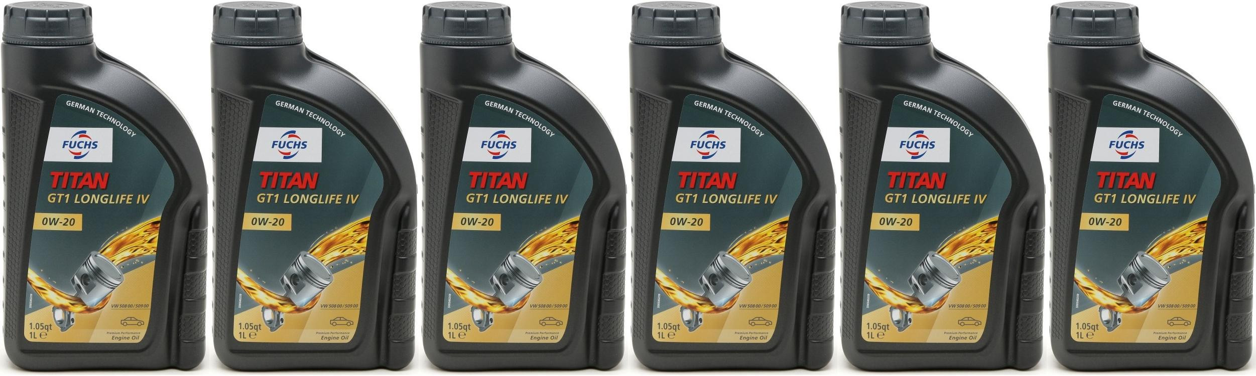 FUCHS TITAN GT1 LONGLIFE IV SAE 0W-20 Motoröl 6x 1l = 6 Liter