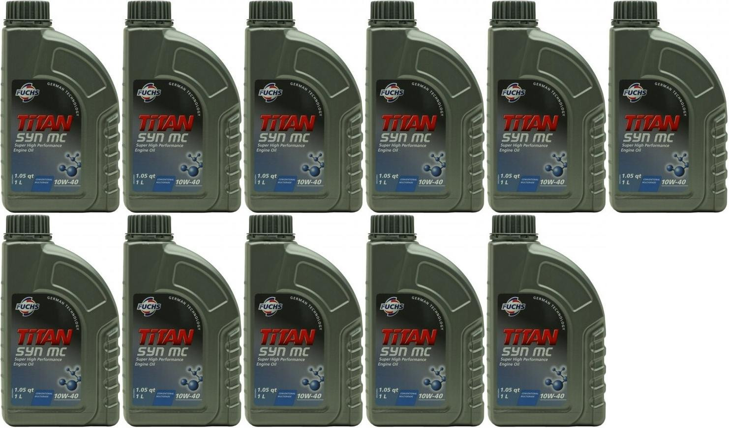 FUCHS TITAN SYN MC SAE 10W-40 Diesel & Benziner Motoröliter 11x 1l = 11 Liter