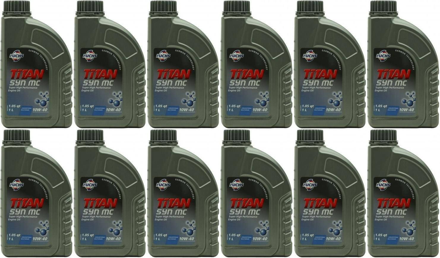 FUCHS TITAN SYN MC SAE 10W-40 Diesel & Benziner Motoröliter 12x 1l = 12 Liter