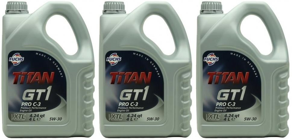 FUCHS TITAN GT1 Pro C-3 5W-30 Motoröl 3x 4l = 12 Liter