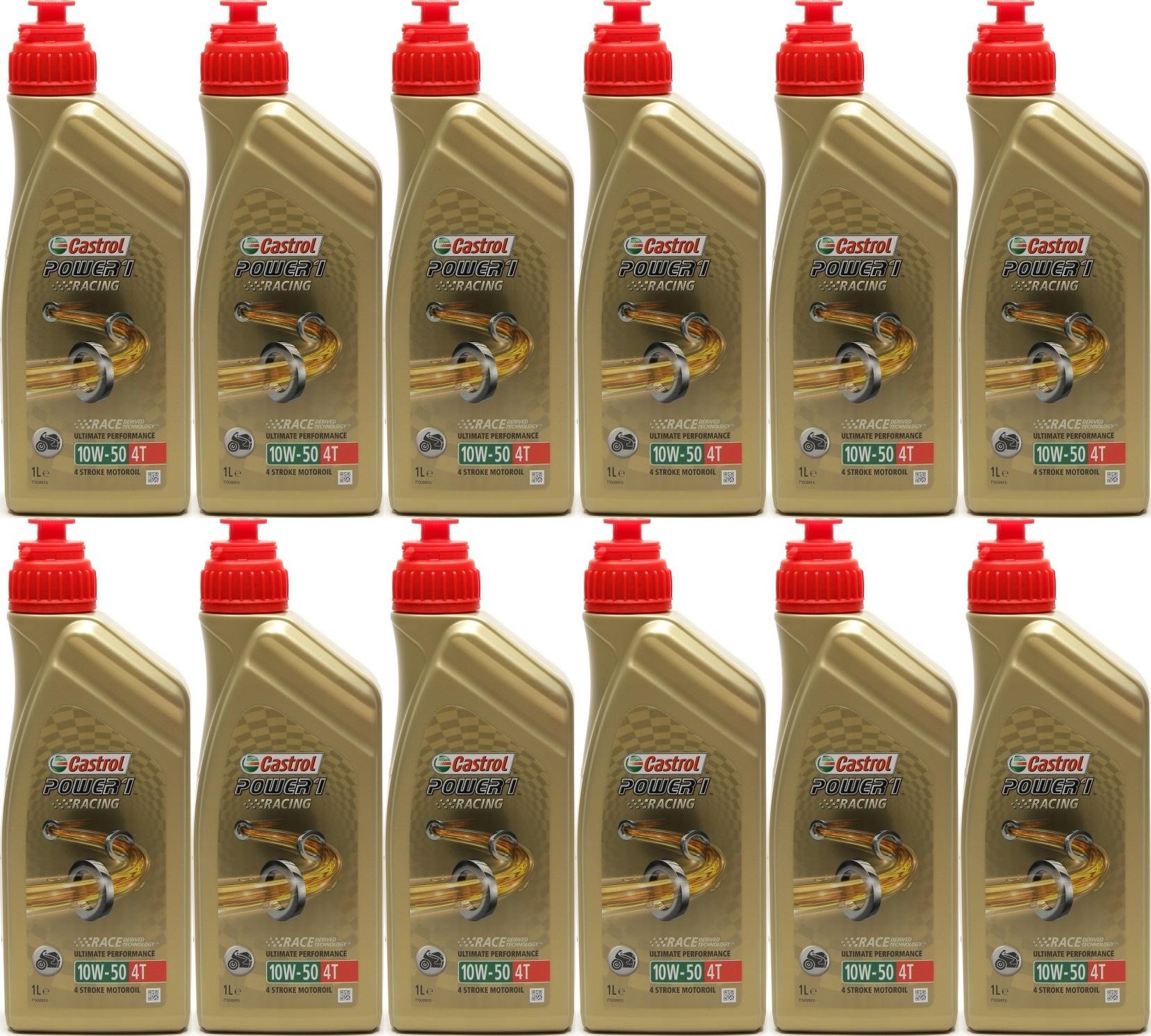 Castrol Power 1 Racing 4T 10W-50 Motorrad Motoröl 12x 1l = 12 Liter