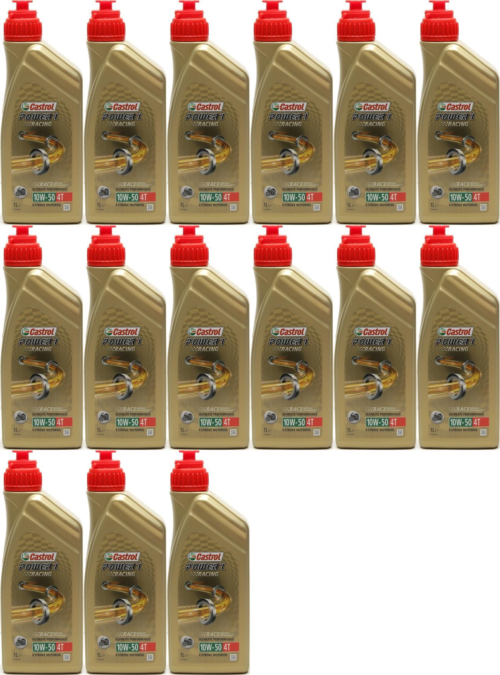 Castrol Power 1 Racing 4T 10W-50 Motorrad Motoröl 15x 1l = 15 Liter