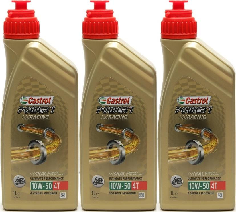 Castrol Power 1 Racing 4T 10W-50 Motorrad Motoröl 3x 1l = 3 Liter