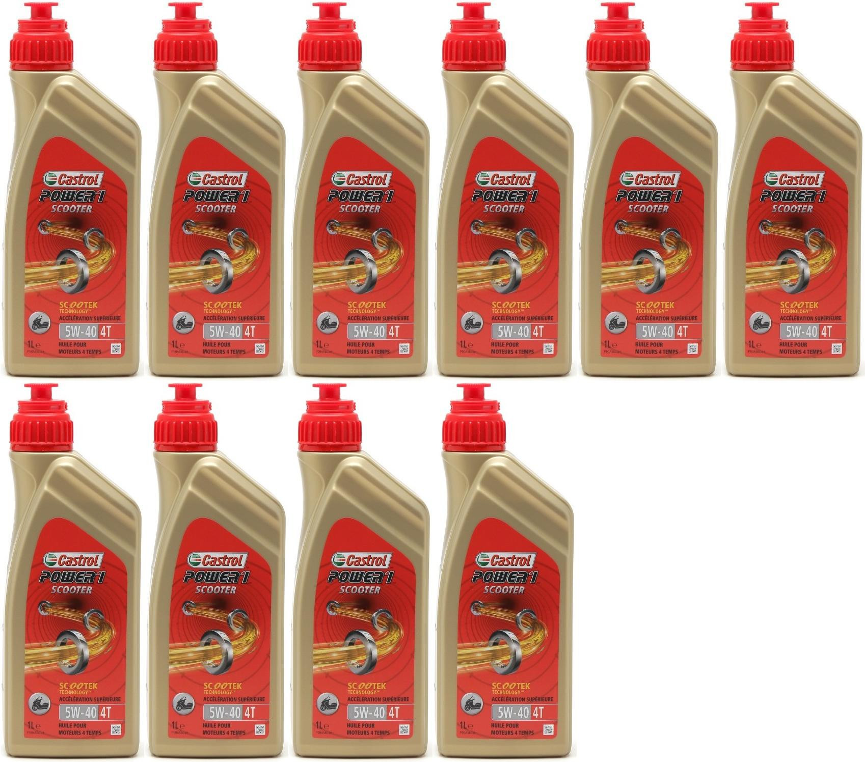 Castrol Power 1 Scooter 4T Motorrad Motoröl 5W-40 10x 1l = 10 Liter