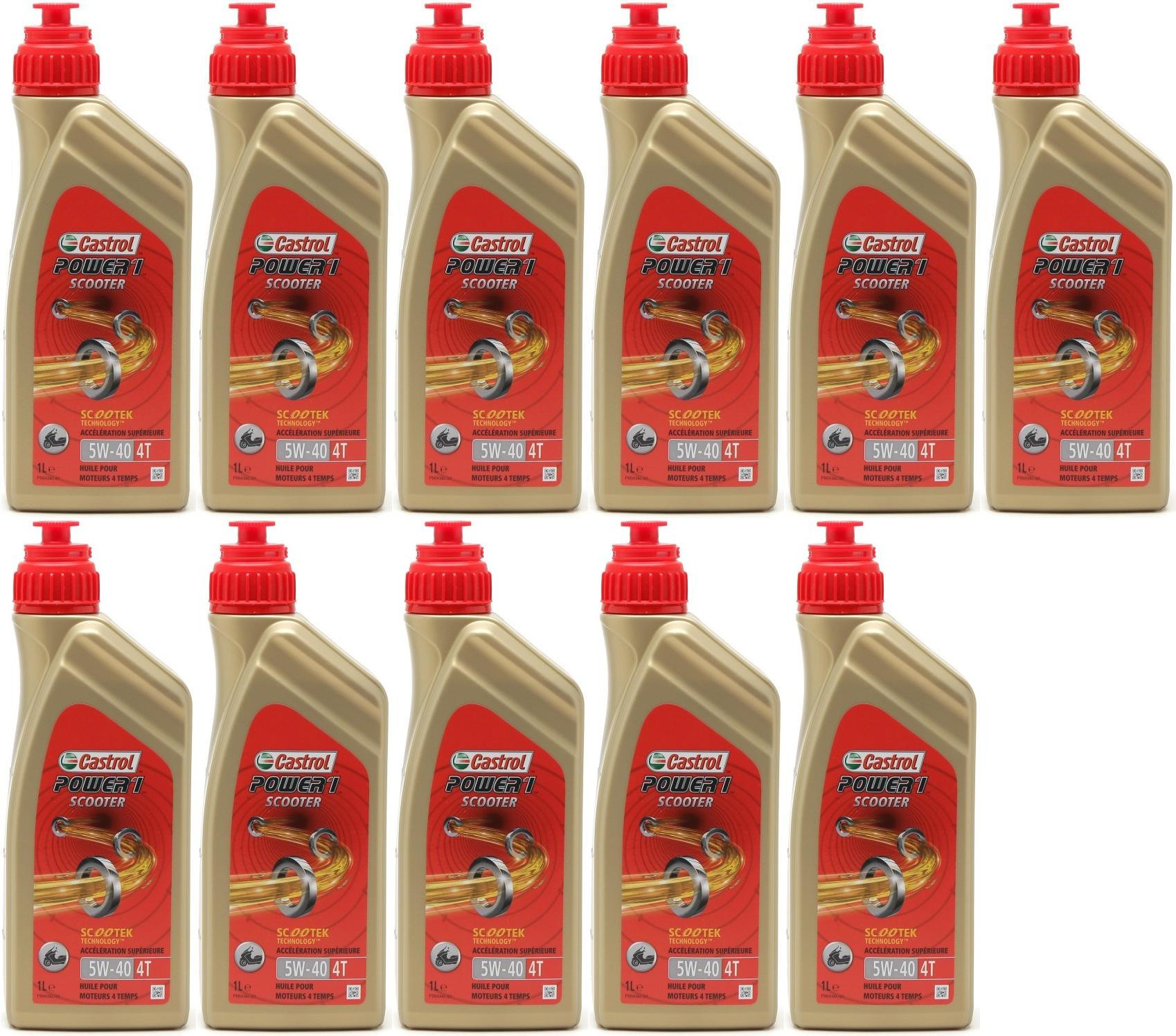 Castrol Power 1 Scooter 4T Motorrad Motoröl 5W-40 11x 1l = 11 Liter