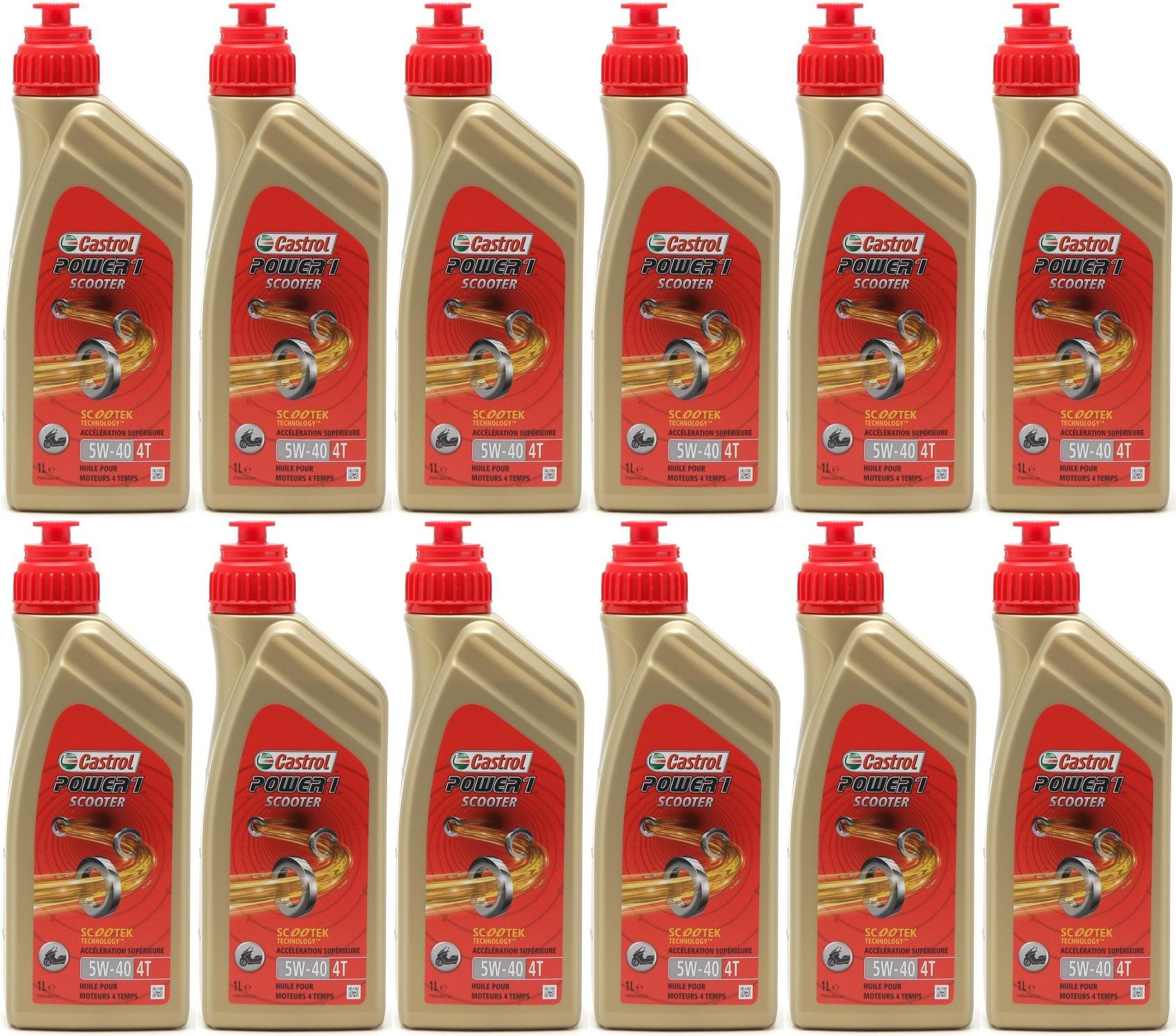 Castrol Power 1 Scooter 4T Motorrad Motoröl 5W-40 12x 1l = 12 Liter