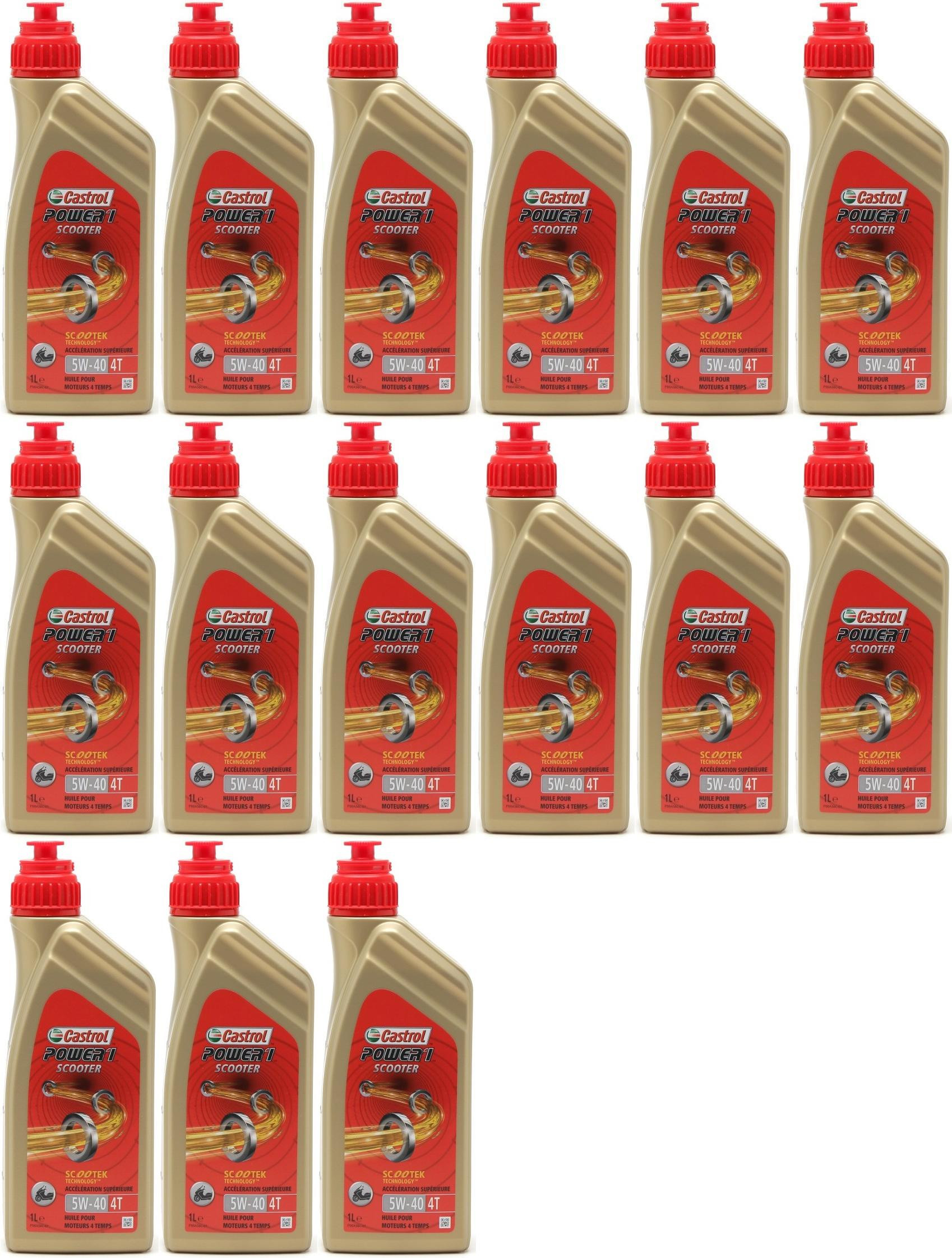 Castrol Power 1 Scooter 4T Motorrad Motoröl 5W-40 15x 1l = 15 Liter
