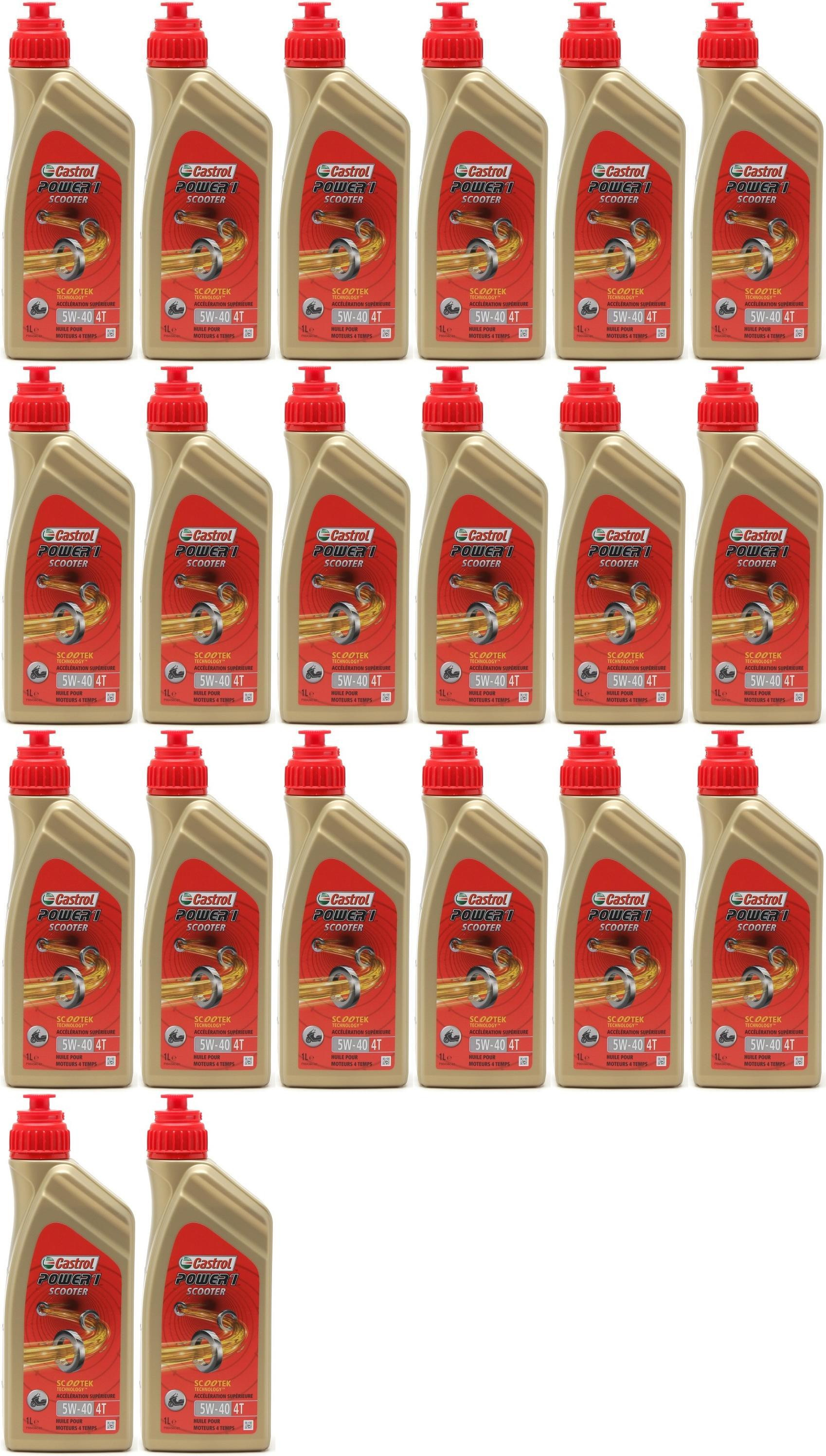 Castrol Power 1 Scooter 4T Motorrad Motoröl 5W-40 20x 1l = 20 Liter
