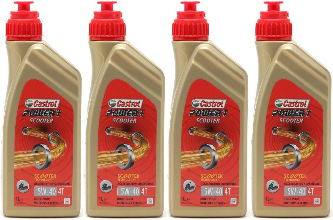 Castrol Power 1 Scooter 4T Motorrad Motoröl 5W-40 4x 1l = 4 Liter