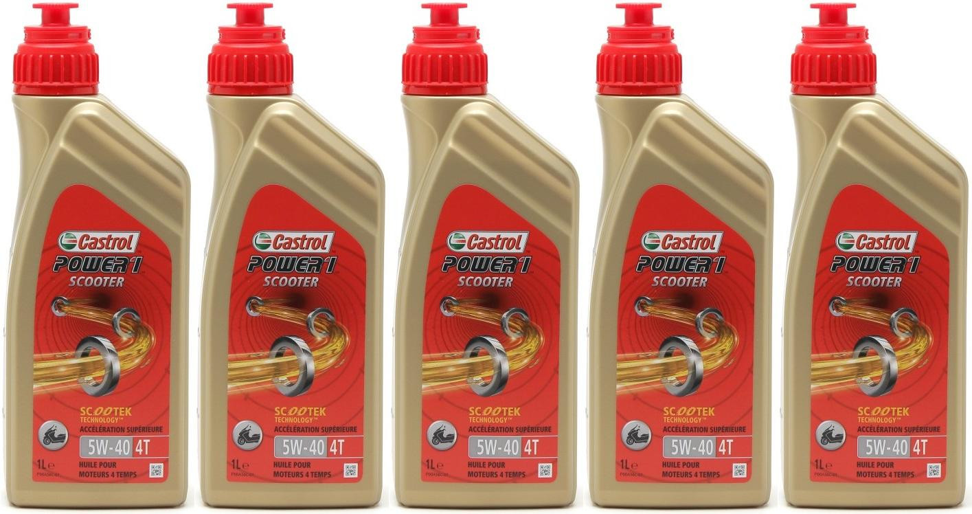 Castrol Power 1 Scooter 4T Motorrad Motoröl 5W-40 5x 1l = 5 Liter