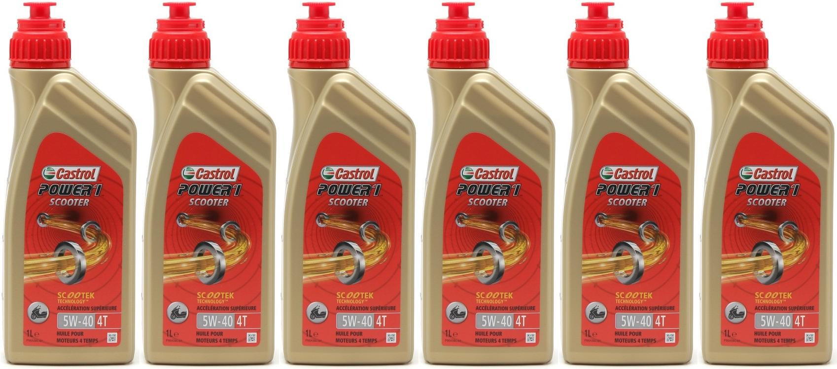 Castrol Power 1 Scooter 4T Motorrad Motoröl 5W-40 6x 1l = 6 Liter