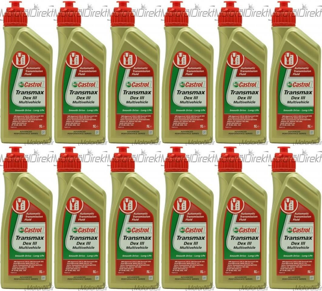 Castrol Transmax Dex III Multivehicle Automatik Getriebeöl 12x 1l = 12 Liter