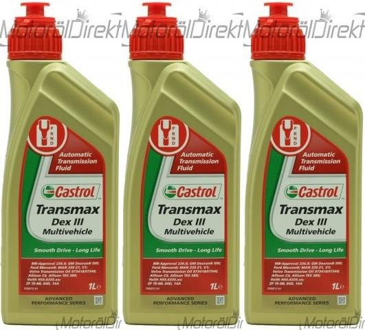 Castrol Transmax Dex III Multivehicle Automatik Getriebeöl 3x 1l = 3 Liter