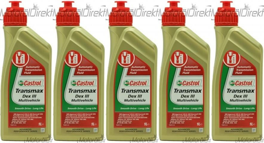 Castrol Transmax Dex III Multivehicle Automatik Getriebeöl 5x 1l = 5 Liter